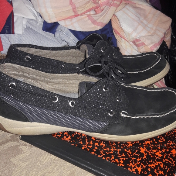 Sperry sz 10 black with glitter - Picture 1 of 10